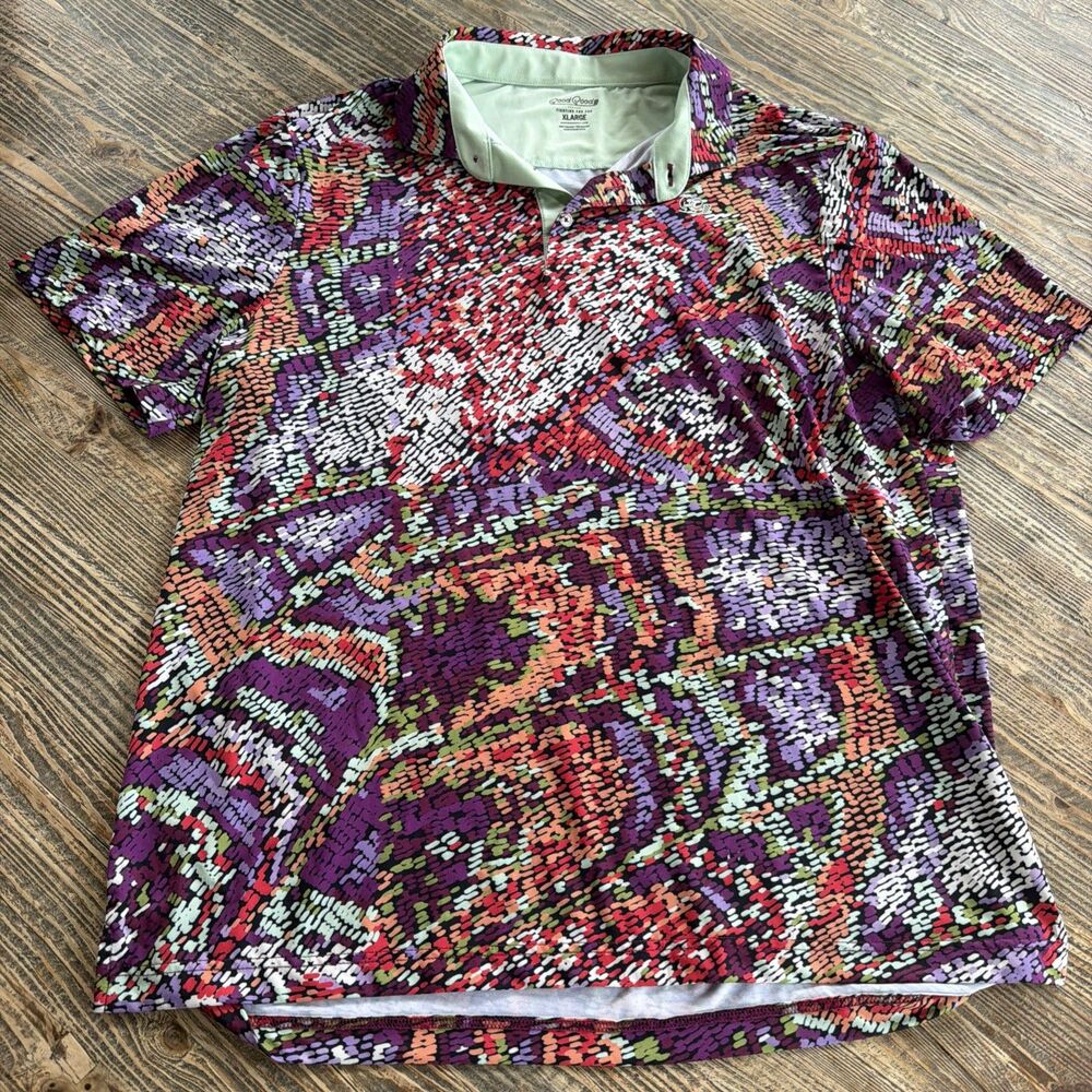 Good Good Fighting For Par Colorful Polo Shirt Mens XL Golf Shirt Sleeve Shirt